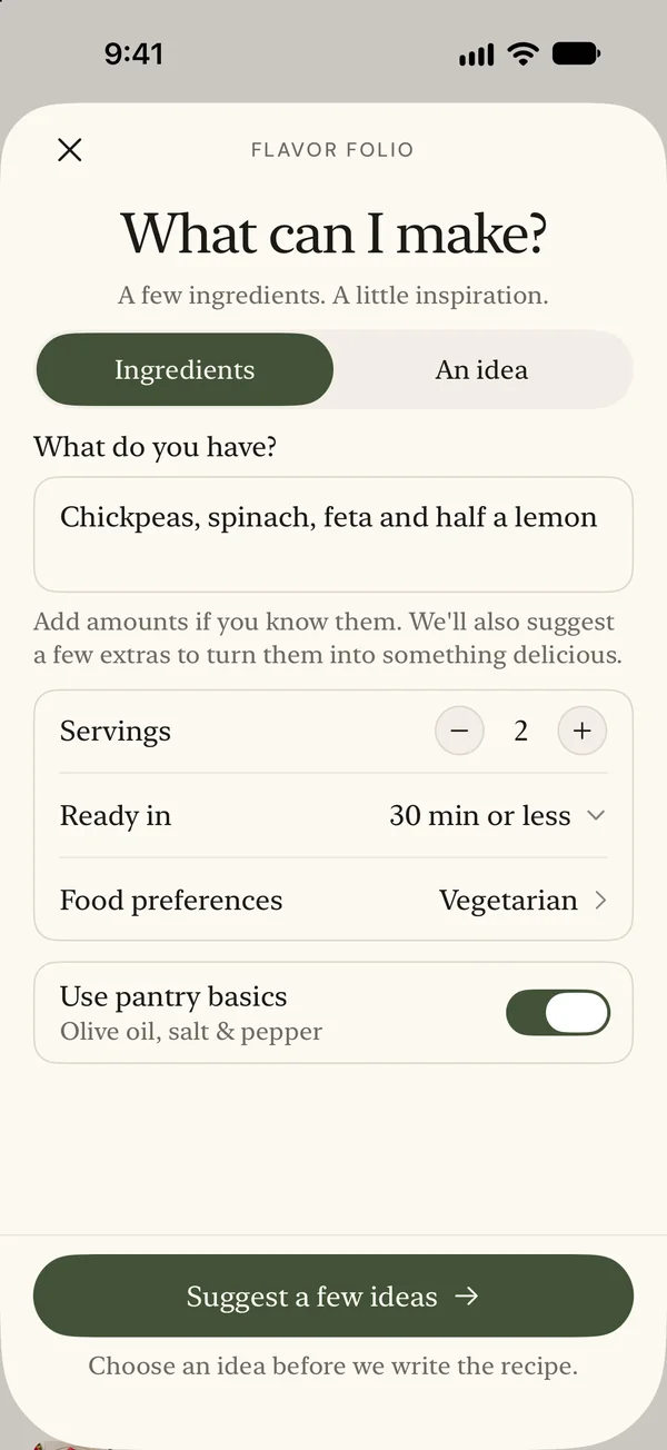 Start with ingredients
