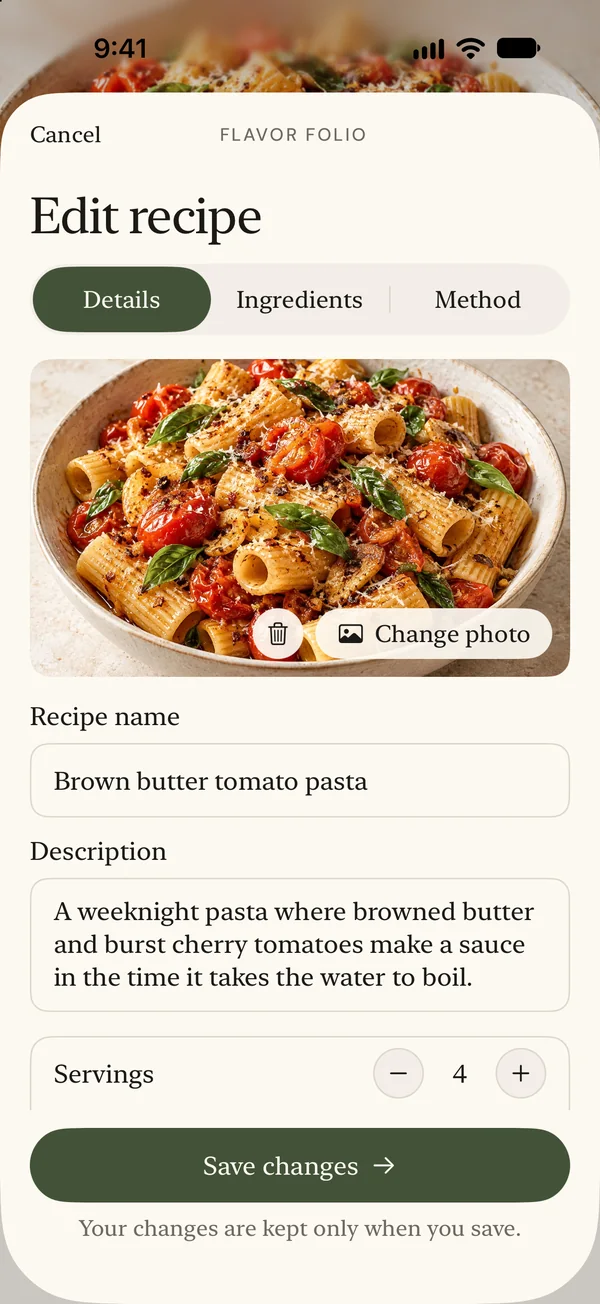 Edit recipe details