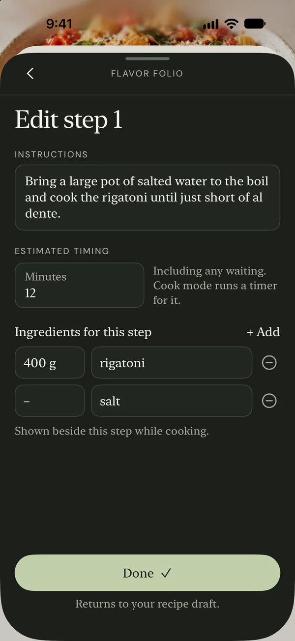 Edit a cooking step