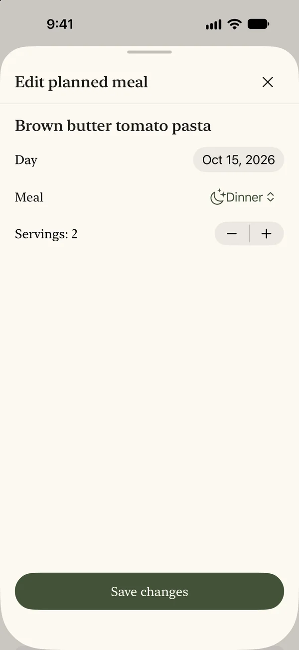 Schedule a meal