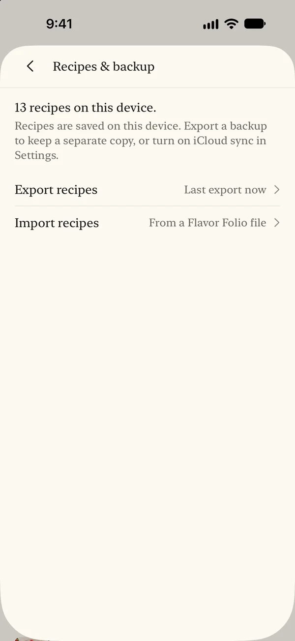 Recipes & backup